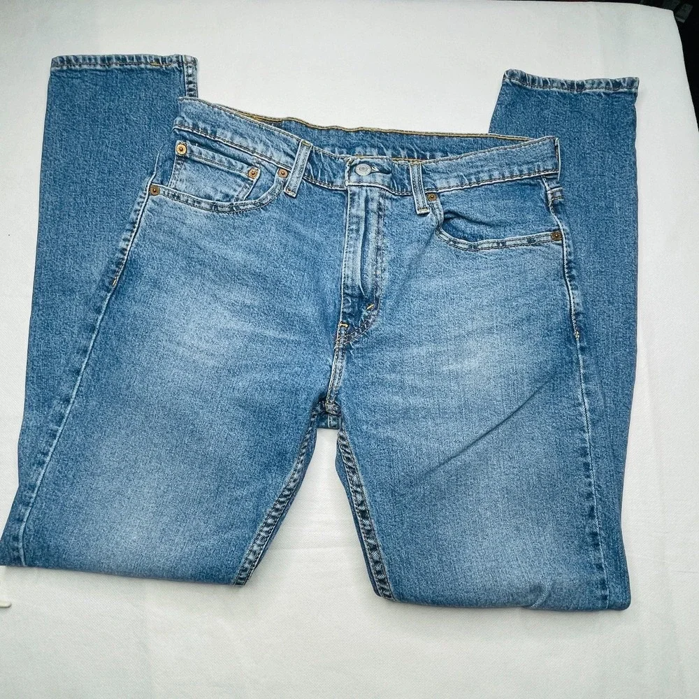 Levi's 512 Slim Taper Jeans Men 33x32 Light Wash Distressed Stretch